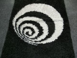 Vintage Carpet Rug Art Tapestry Black & White Mid - Century Retro Design 1970s photo