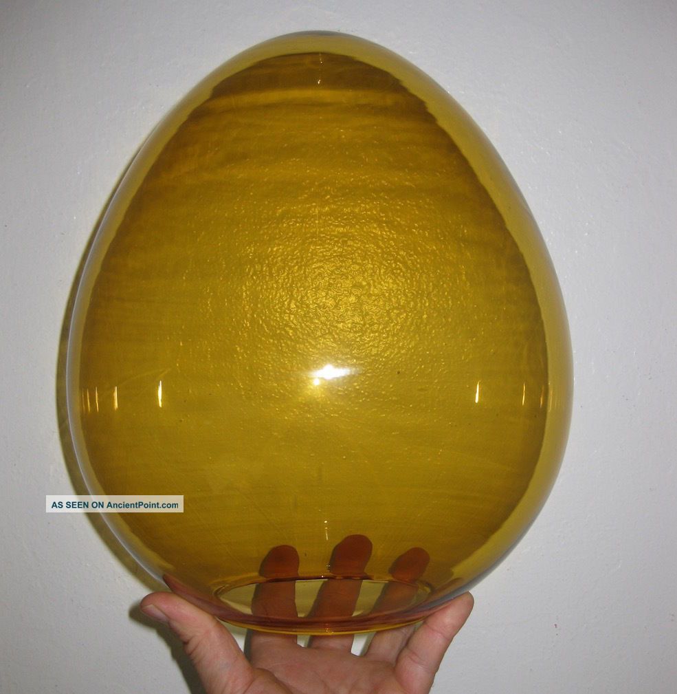 Amber Glass Laurel Egg Lamp Shade Bill Curry Stemlite Mid Century Modern Eames Mid-Century Modernism photo