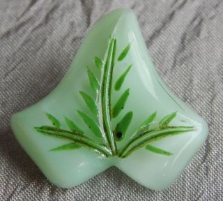 Antique Vintage Glass Button Ivy Leaf 238 - A photo