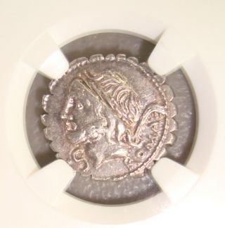 106 Bc Lm Galeria Ancient Roman Republic Silver Denarius Serratus Ngc Ms 4/5 5/5 photo