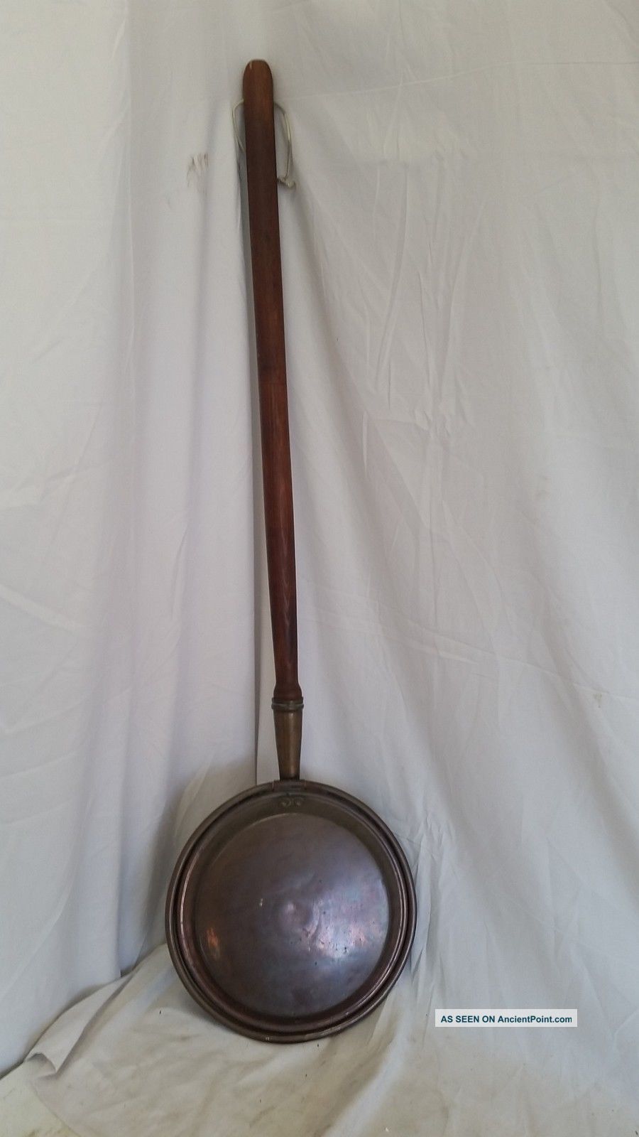 Antique 1800s Solid Copper Bed Warmer Pan Wood Handle,  Primitive Other Antique Home & Hearth photo