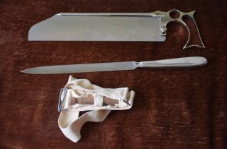 Ww2 Amputation Kit Weiss`bone Saw 28cm & 22cm Blade Liston & Tourniquet & Pouch photo