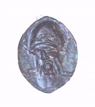 Roman Bronze Print - Ring Man ' S Face.  Rare.  Fine Patina.  V520 photo