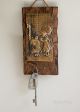 Vintage 1970s Kitsch Copper & Wood Holly Hobby Style Key Hooks Rack Uk P&p Hooks & Brackets photo 4