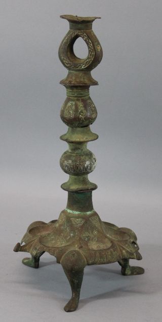 Ancient Antique Islamic Middle Eastern Bronze Archaic Candlestick photo