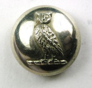 Antique Silver On Copper Livery Button - Perched Owl Design - Birmingham 5/8 photo