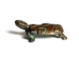 Rare Antique African Bronze Ashanti Gold Weight A Turtle photo