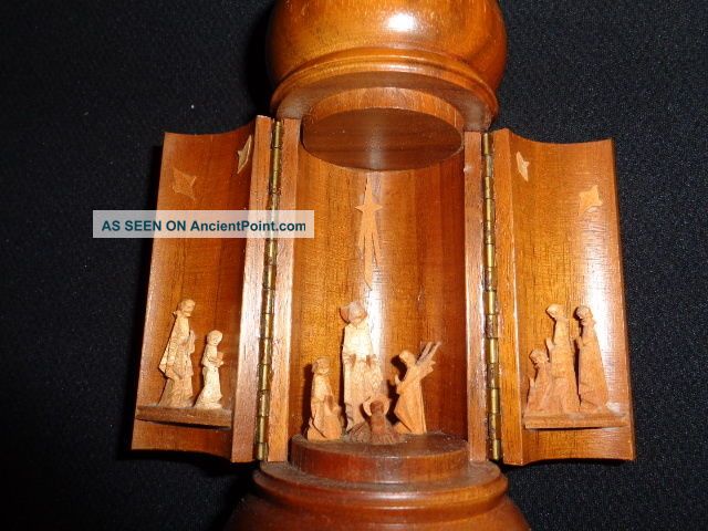 Vintage German Wood Carving - Miniature Nativity Gg Lang Sel Erben Oberammergau Carved Figures photo