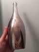 Antique Mirror Mercury Luster Glass Bottle White Embossed Sherry 11.  5 