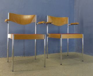 1 Of 2 Vintage 60s 70s Modernist Edlef Bandixen Horgen Glarus Chair Plywood photo