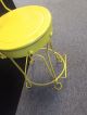 Vintage Child ' S Ice Cream Parlor Chair Vintage Wrought Iron Painted Yellow 1900-1950 photo 1