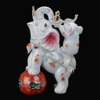 Chinese Colorful Porcelain Hand - Painted Elephant Statue C359 photo