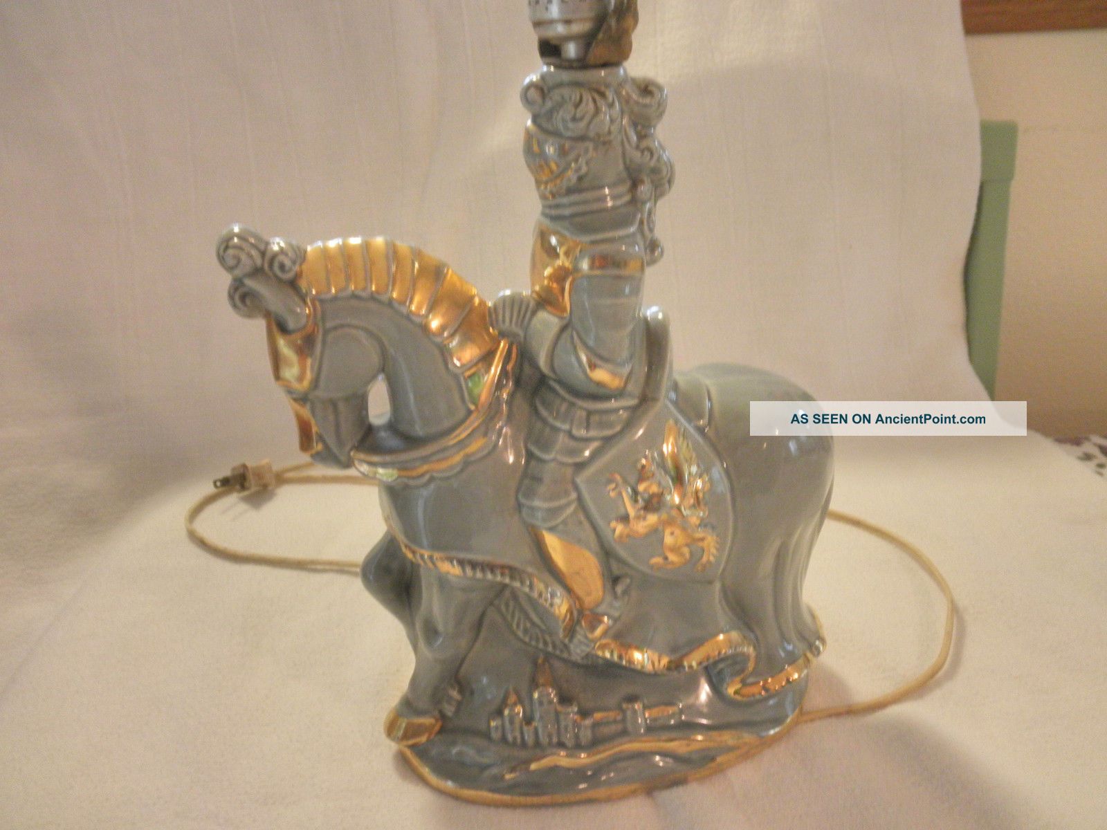 Vintage Figurine Statue Lamp Knight On Horse Retro Mid Century Modern Light Mid-Century Modernism photo