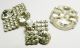 3 Antique Silvertone Crystal Rhinestone Open Back Gold Foil Buttons Buttons photo 1