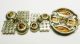 3 Antique Silvertone Crystal Rhinestone Open Back Gold Foil Buttons Buttons photo 2
