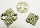 3 Antique Silvertone Crystal Rhinestone Open Back Gold Foil Buttons Buttons photo 3