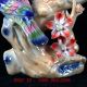 Chinese Porcelain Handwork Carved Peach Blossom & Two Birds Statue Qw0312 Birds photo 3
