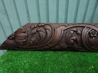 Early 19thc Gothic Wooden Oak Intricate Carved Frieze Or Panel C1820s photo