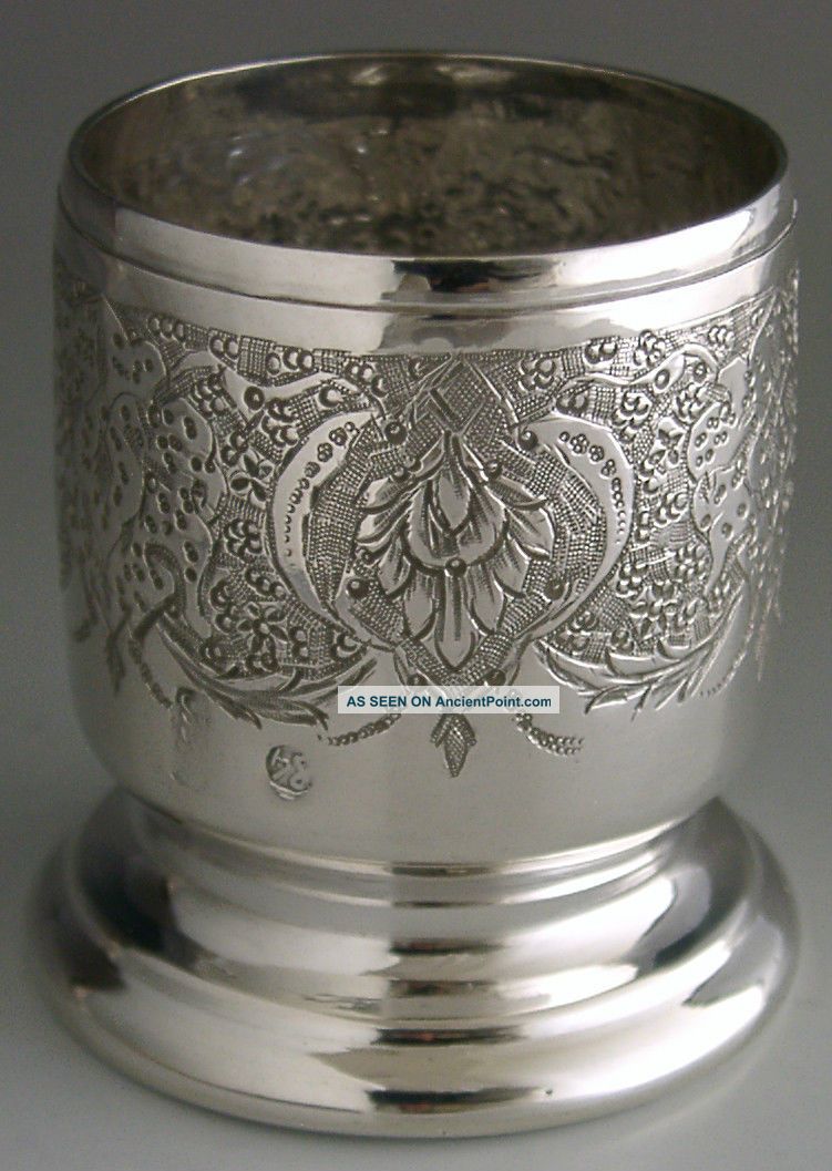 Antique Persian Silver Tot Cup Tooth Pick Cocktail Stick Holder Eastern Arabic Cups & Goblets photo