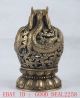 Old Braas Hand Carved Hollow Furnace Dragon With Ming Xuande Mark Incense Burners photo 5