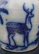 1985 Beaumont Pottery Salt Glaze Crock Cobalt Deer Palm Tree York Maine Fine Jar Primitives photo 5