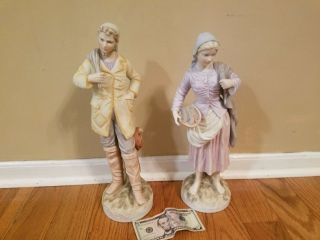 Antique French Bisque Porcelain Statues 15,  In Tall photo