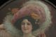 Vintage Victorian Woman In Huge Hat Colorful Dress Portrait Flue Cover Other Antique Home & Hearth photo 1