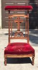 Antique French Walnut Prayer Chair Kneeling Chair With Velvet And Carved Cross Other Antique Furniture photo 7
