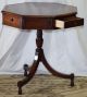 Hollywood Regency Leather Top Gaming Card Drum Table Old Colony Furniture Co Mcm 1900-1950 photo 1