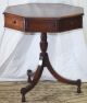 Hollywood Regency Leather Top Gaming Card Drum Table Old Colony Furniture Co Mcm 1900-1950 photo 2