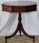Hollywood Regency Leather Top Gaming Card Drum Table Old Colony Furniture Co Mcm 1900-1950 photo 3