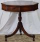 Hollywood Regency Leather Top Gaming Card Drum Table Old Colony Furniture Co Mcm 1900-1950 photo 4