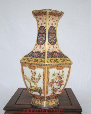 Antique Handmade Painting Cloisonne Porcelain Vase Flower W Yongzheng Mark photo