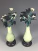 Pair Chinese Small Stone Carved Vases & Flowers On Stands Vases photo 4