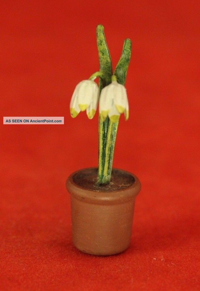 Vintage Vienna Bronze Cold Painted - Lily Of The Valley Flower In Pot Metalware photo