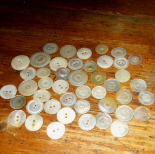 Antique Buttons 45 Mop Abalone Shell Creamy Shades As Found photo