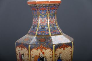 Exquisite Cloisonne Painting Character Porcelain Vase Yongzheng Mark E757 photo