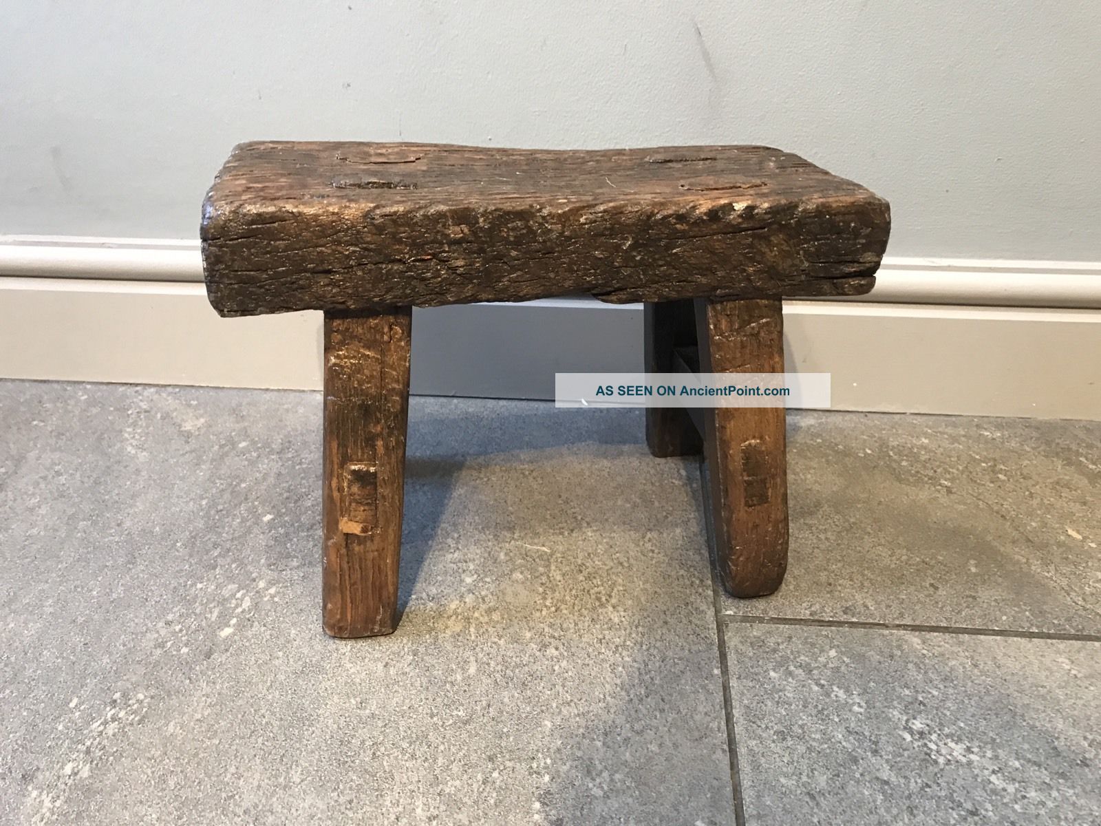 Antique Solid Oak Milking Stool,  Table,  Stand,  Very Antique 1800-1899 photo