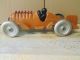 Vintage Hubley Cast Iron Orange Road Race Car Moving Flame Red Pistons Art Deco photo 2