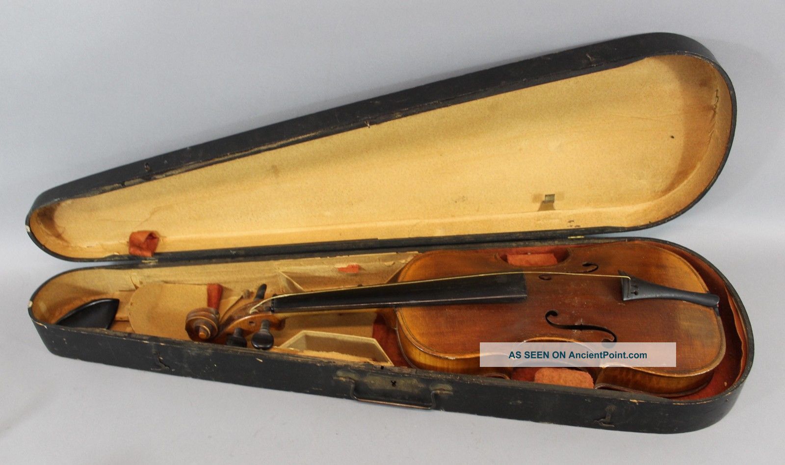 Antique 4/4 Figured German Violin W/ Abraham Lincoln Transfer Back,  Nr String photo