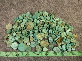 10 Turquoise Indian Trade Beads Good Color & Patina 1800s Dull Rough photo