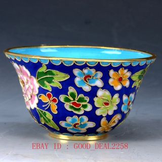Chinese Cloisonne Hand Carved Flower Bowl Jtl050 photo