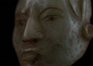 Pre Columbian Mayan Stone Face Maskette Pendant - Antique Statue - Olmec Mayan photo