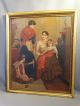 19thc Antique Victorian Lady Doctor Sick Child Homeopathic Medicine Oil Painting Other Medical Antiques photo 1
