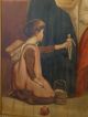 19thc Antique Victorian Lady Doctor Sick Child Homeopathic Medicine Oil Painting Other Medical Antiques photo 4