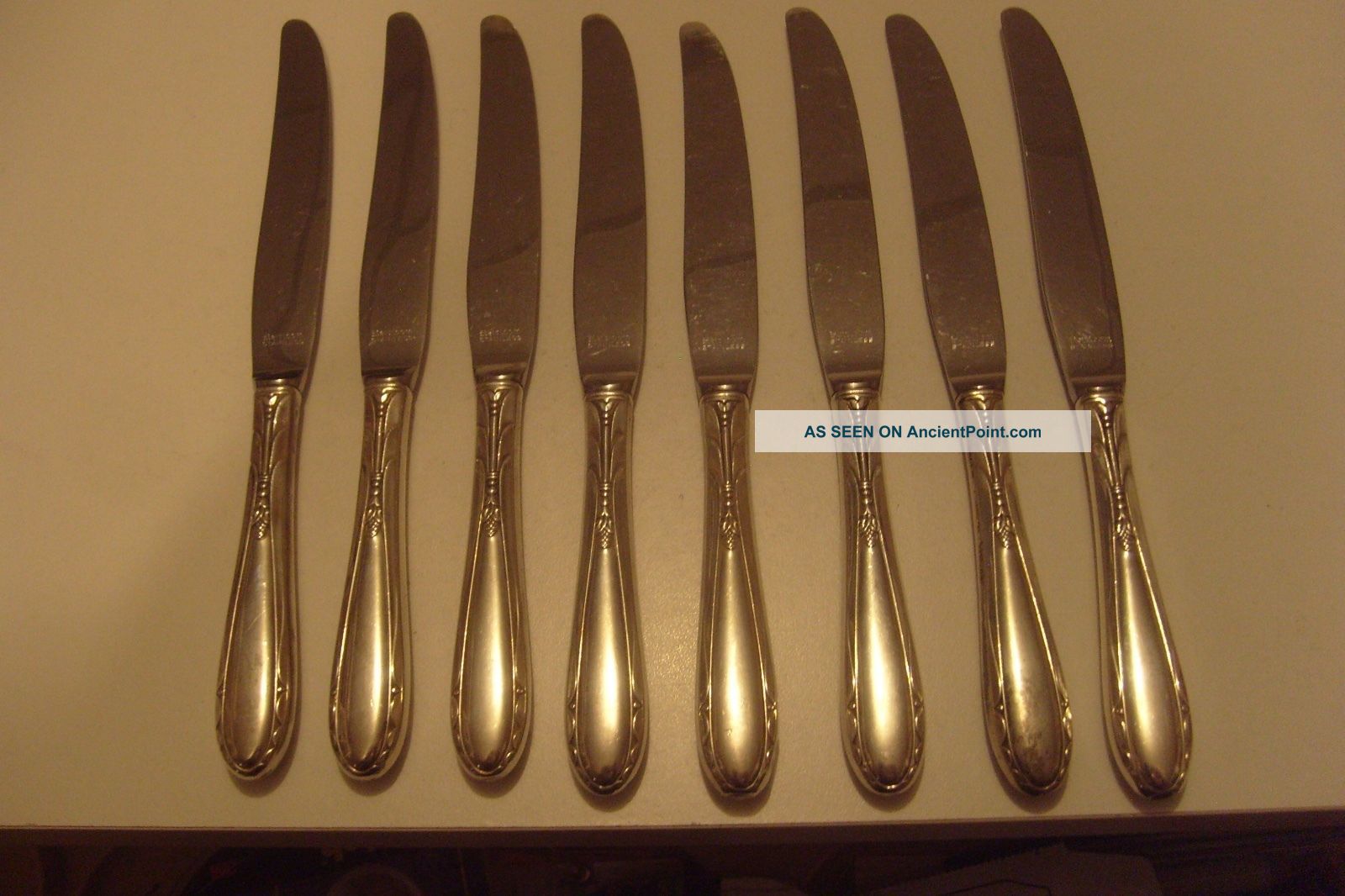 8 Oneida Heirloom Heiress Sterling Silver Dinner Knifes,  No Mono,  9 