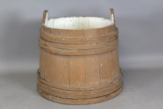 19th C Round Shaker Type Staved Bucket Or Tub In Best Brown Paint photo