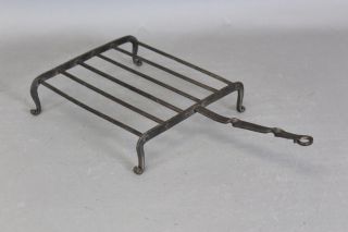 A Rare Small Size 18th C Wrought Iron Standing Broiler Or Gridiron Old Surface photo