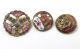 3 Antique Enamel Buttons Flowers Pierced Champleve Cut Steel Buttons photo 2