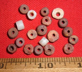 (19) Select Tiny Sahara Neolithic Stone Beads,  Prehistoric African Artifacts photo